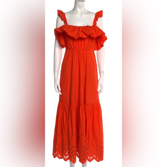 Self-Portrait Vibrant Orange Maxi Dress size 4 - Picture 1 of 3
